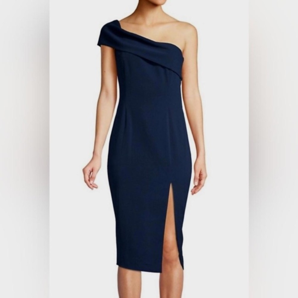 Navy One Shoulder Surrey Cocktail Dress - Jay Godfrey